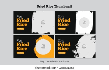 Fried rice video thumbnail Vorlage leckeres Menü Video Cover Design 