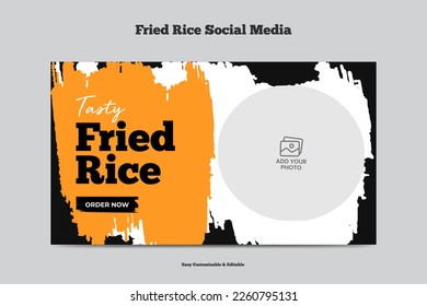 Fried rice video thumbnail template tasty food menu video cover design 