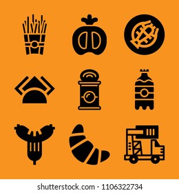 fried, roast, prepared, eat, metallic and motorway icon vector set. Flat vector design with filled icons. Designed for web and software interfaces