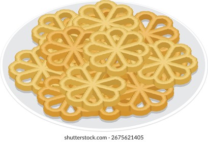 fried rosettes vector illustration drawing.