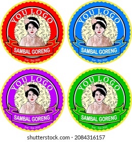 fried sambal logo and label with various color compositions