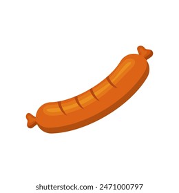 Fried sausage flat vector design isolated on white background