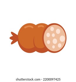 Fried sausage icon. Flat illustration of fried sausage vector icon isolated on white background