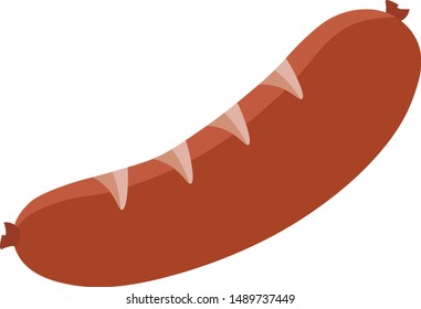 Fried Sausage Ingredients for good breakfast  food. Isolated vector flat illustration