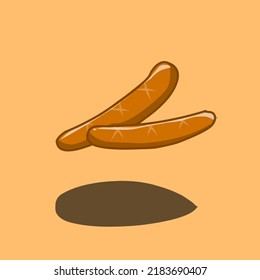 Fried Sausage Junk Food Vector with Simple Design Illustration