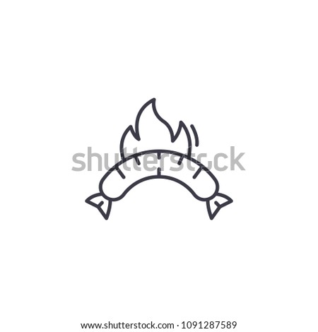 Fried sausage linear icon concept. Fried sausage line vector sign, symbol, illustration.
