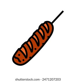 fried sausage meat color icon vector. fried sausage meat sign. isolated symbol illustration