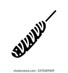 fried sausage meat glyph icon vector. fried sausage meat sign. isolated symbol illustration