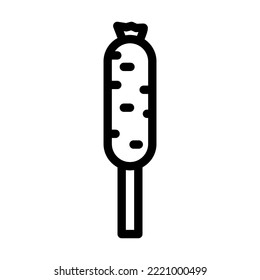fried sausage meat line icon vector. fried sausage meat sign. isolated contour symbol black illustration