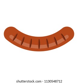 Fried sausage. Roasted sausage. Grilled sausage. Vector illustration isolated on white background.