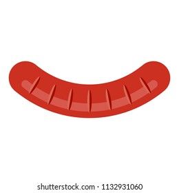Fried sausage. Roasted sausage. Grilled sausage. Vector illustration isolated on white background.