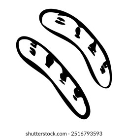 Fried sausages hand drawn doodle. Meat product for barbecue grill. Tasty food for breakfast. Vector sketch line art illustration.