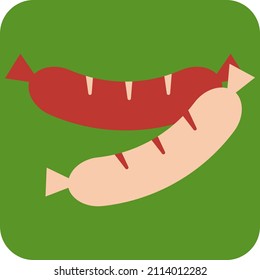 Fried sausages, illustration, vector on a white background.