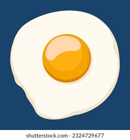 Fried scrambled eggs with one yolk top view. Vector illustration isolated on white background.