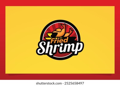 fried shrimp. Eyecatching fried shrimp logo in emblem form. It is good for restaurant, cafe, food truck, etc.