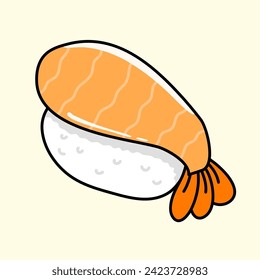 fried shrimp illustration can be used as an icon and clip art, colored icons on a beige background