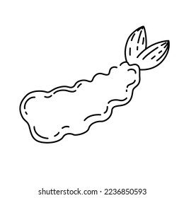 Fried shrimp outline style vector illustration isolated on white background