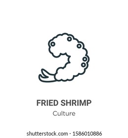 Fried shrimp outline vector icon. Thin line black fried shrimp icon, flat vector simple element illustration from editable culture concept isolated on white background