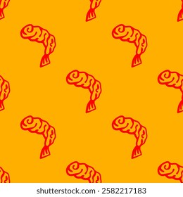 fried shrimp pattern. tempura fried shrimp seamless pattern. crispy shrimp tempura pattern background. Shrimp Pattern Background.