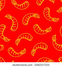 fried shrimp pattern. tempura fried shrimp seamless pattern. crispy shrimp tempura pattern background. Shrimp Pattern Background.