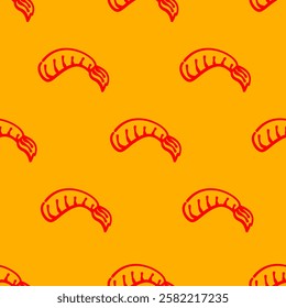 fried shrimp pattern. tempura fried shrimp seamless pattern. crispy shrimp tempura pattern background. Shrimp Pattern Background.