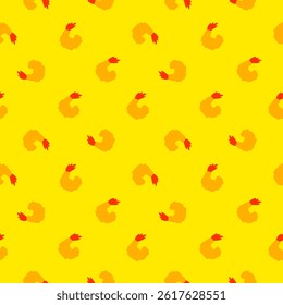 Fried Shrimp Seamless pattern Background. Tempura Shrim Pattern background. Seafood Pattern Design. Crunchy Tempura Pattern.	