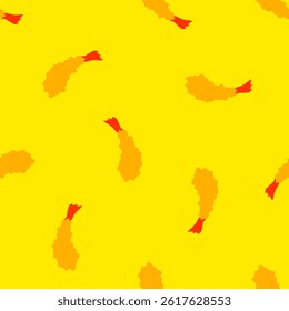 Fried Shrimp Seamless pattern Background. Tempura Shrim Pattern background. Seafood Pattern Design. Crunchy Tempura Pattern.	