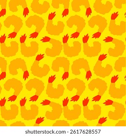 Fried Shrimp Seamless pattern Background. Tempura Shrim Pattern background. Seafood Pattern Design. Crunchy Tempura Pattern.	