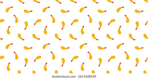 Fried Shrimp Seamless pattern Background. Tempura Shrim Pattern background. Seafood Pattern Design. Crunchy Tempura Pattern.	