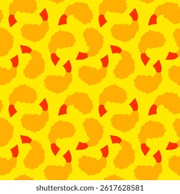 Fried Shrimp Seamless pattern Background. Tempura Shrim Pattern background. Seafood Pattern Design. Crunchy Tempura Pattern.	