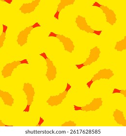 Fried Shrimp Seamless pattern Background. Tempura Shrim Pattern background. Seafood Pattern Design. Crunchy Tempura Pattern.	