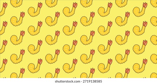 Gebratene Garnelen Nahtloses Muster Hintergrund Tempura Garnelen Muster Hintergrund doodle Garnelen Muster Crunchy Tempura Muster