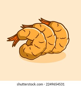 fried shrimp tempura illustration concept in cartoon style