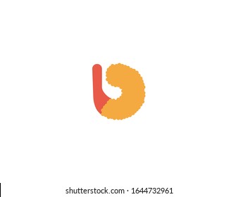 Fried shrimp vector icon. Isolated seafood shrimp flat illustration 