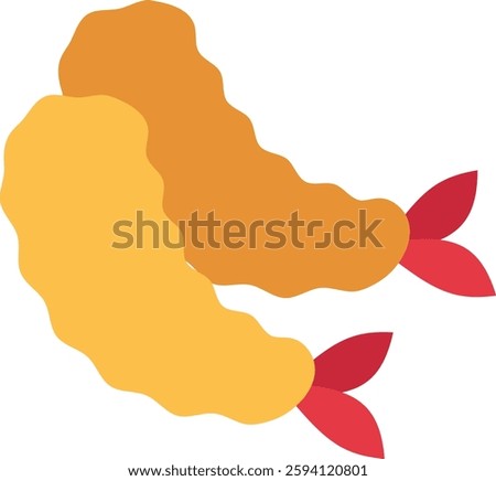 Fried Shrimp Vector for Seafood Lovers. Crispy prawn illustration, deep-fried seafood, golden-battered shrimp concept. Flat icon