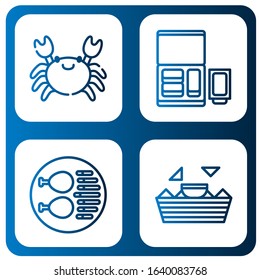 fried simple icons set. Contains such icons as Crab, Nuggets, Chicken leg, Nachos, can be used for web, mobile and logo
