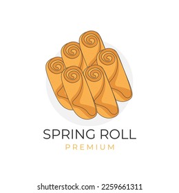 Fried Spring Roll Cartoon Lumpia Vector Illustration Logo