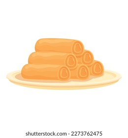 Fried spring roll icon cartoon vector. Food cuisine. China meal