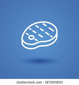 fried steak line icon, outline vector illustration.