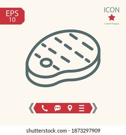 fried steak line icon, outline vector illustration.
