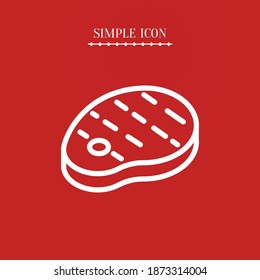 fried steak line icon, outline vector illustration.