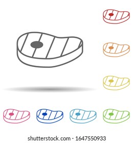 Fried steak in multi color style icon. Simple thin line, outline vector of food icons for ui and ux, website or mobile application