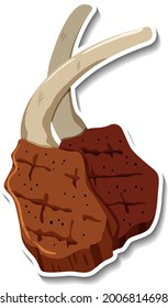 Ein frittierter Steakaufkleber auf weißem Hintergrund, Vektorgrafik
