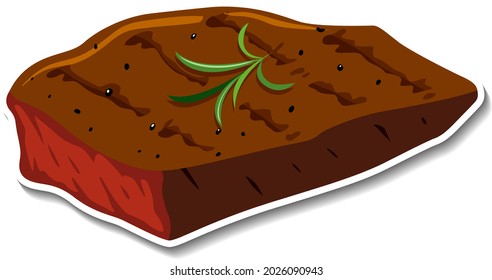 Una pegatina al filete frito en una ilustración de fondo blanco