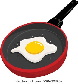 Fried sunny side up egg on a pan vector illustration.