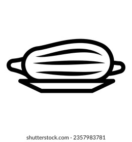 Fried sweet potato line icon, street food concept, korean roasted yam vector sign on white background, outline style icon for mobile concept and web design. Vector graphics