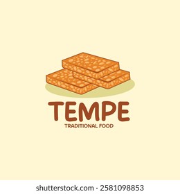 Fried Tempeh Logo Traditional Food Indonesian Design Vector