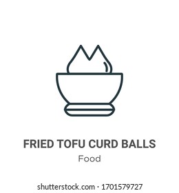 Fried tofu curd balls outline vector icon. Thin line black fried tofu curd balls icon, flat vector simple element illustration from editable food concept isolated stroke on white background