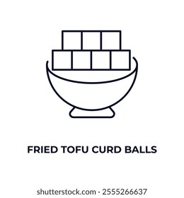 fried tofu curd balls  outline icon. Linear vector from food concept. Thin line fried tofu curd balls  icon isolated on white background