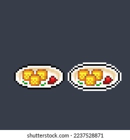 fried tofu in pixel art style